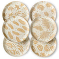 Mora Ceramic Boho Leaves Plates Set of 6-7.8in - Dessert Salad Appetizer Party Serving Plate. Microwave Oven and Dishwasher Safe Scratch Resistant Porcelain Dish Leaf Pattern Creamy Beige