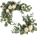 H&W 2pcs Artificial Wedding Arch Flowers for Wedding Sign Floral Swag Dusty Wedding Decor for Wedding Reception Ceremony Backdrop Sweetheart Table(White Rose)