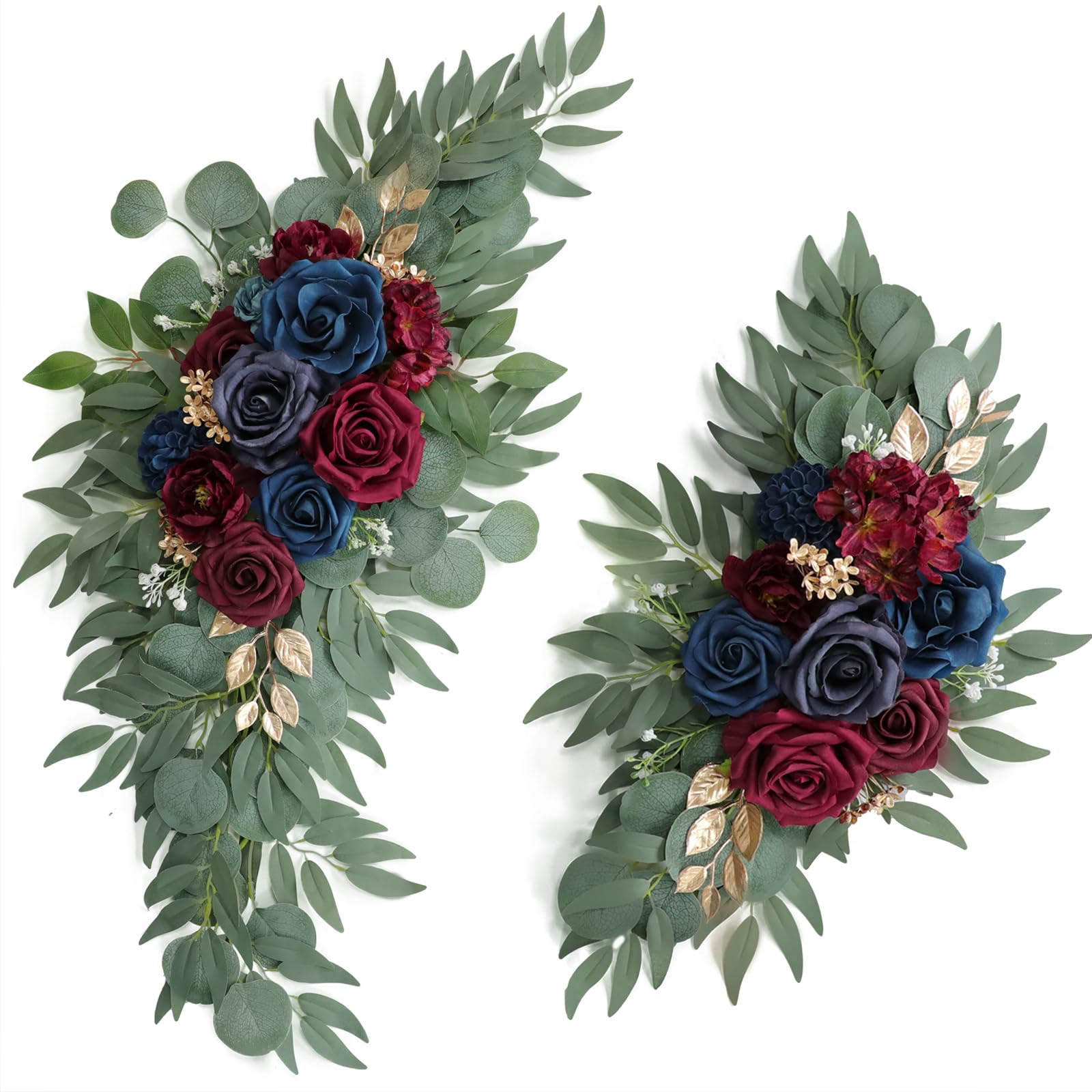 Navy Blue and Burgundy Wedding Arch Floral Set
