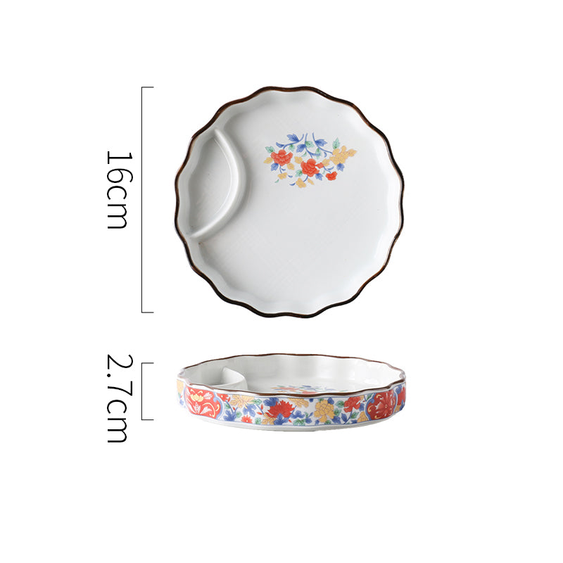 Ceramic snack plate painted design