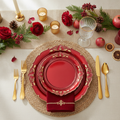 Embossed Red Charger Plates, Set of 6