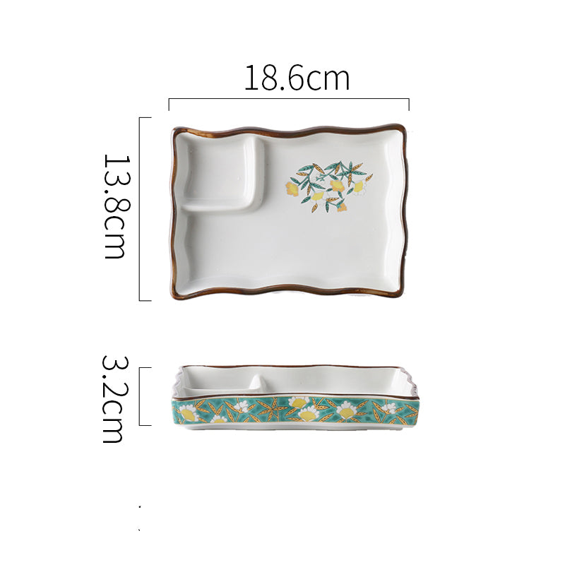 Ceramic snack plate painted design