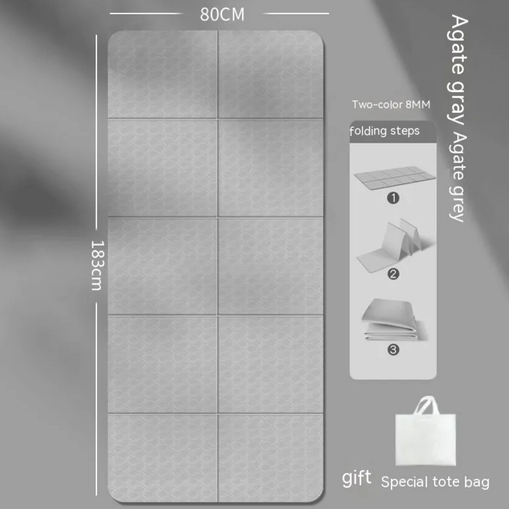 Travel Foldable Yoga Mat — 8mm Thick, Portable & Foldable