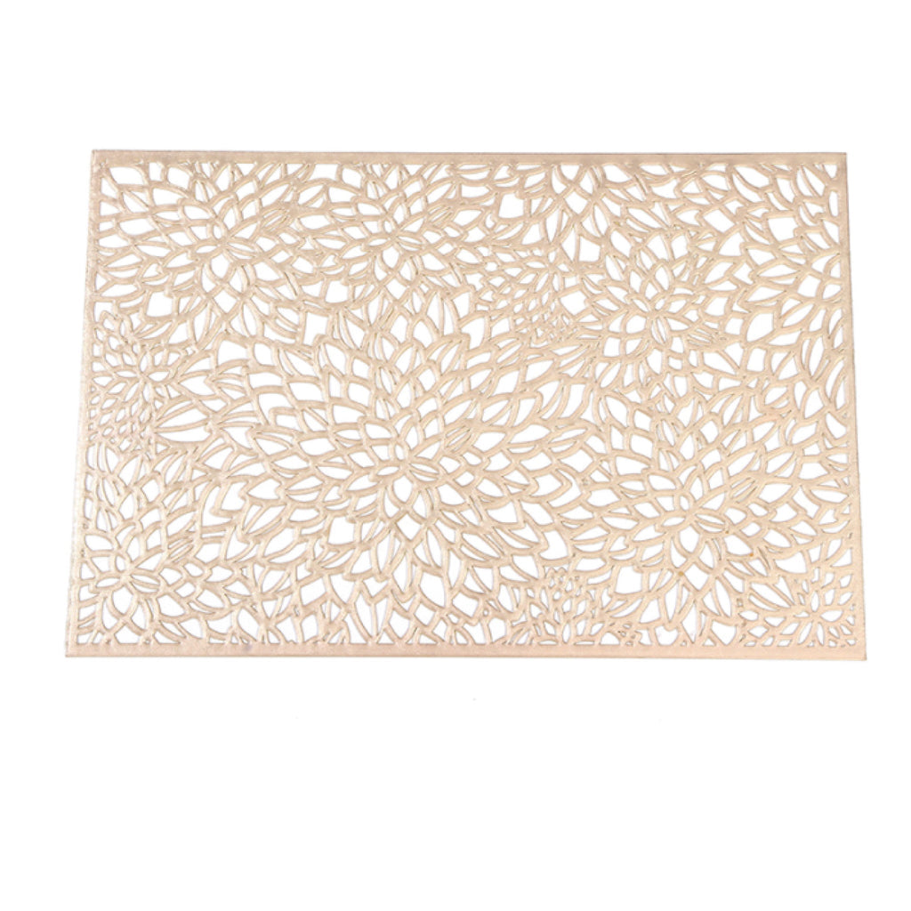 Laser-Cut Nature Placemats 4-Pack — Gold & Silver, Heat-Resistant