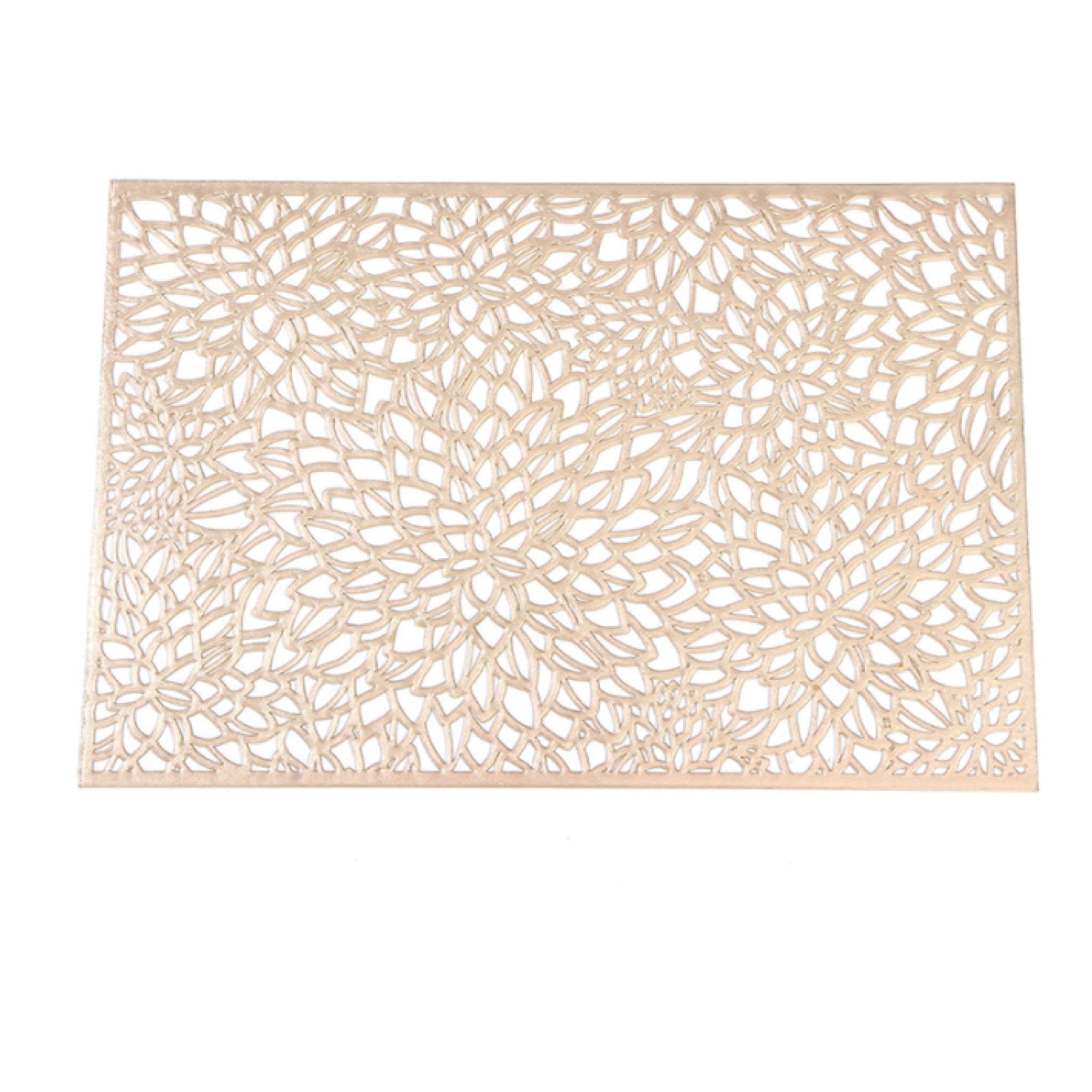 Laser-Cut Nature Placemats 4-Pack — Gold & Silver, Heat-Resistant