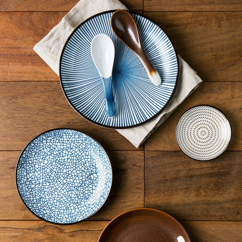 Japanese Textured Glazed Ceramic Plates