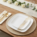 Gold Wavelet Plastic Plates — 40-Piece Set (20 Square 10.25 in + 20 Round 7.5 in)