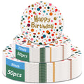 Happy Birthday Disposable Paper Plates, 7-Inch Dessert and 9-Inch Dinner, 100-Piece Set