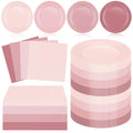 Dusty Pink Gradient Paper Plates and Napkins — 140 Pieces (40 Plates + 100 Napkins)