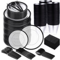 Norme 600 Pcs Disposable Plastic Dinnerware Set 100 Clear Plastic Plates 100 Cups 100 Knives 100 Forks 100 Spoons 100 Napkins Party Plates Set for Wedding Birthday Graduation(Black)
