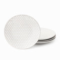 FOBENTA Ceramic Salad Plates Set of 4Lena Porcelain Dish SetEmbossment Round Ceramic Dishess4 Piece Scratch Resistance DishesDishware Safe Stoneware Kitchen DishesWedding Gift