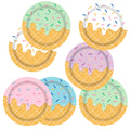 UROINEPA Ice Cream Party Decorations 50Pcs Ice Cream Paper Plates 9inch for Kids Girls Baby Shower Ice Cream Birthday Party Supplies
