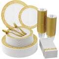 Gold Elegance 210-Piece Disposable Dinner Set