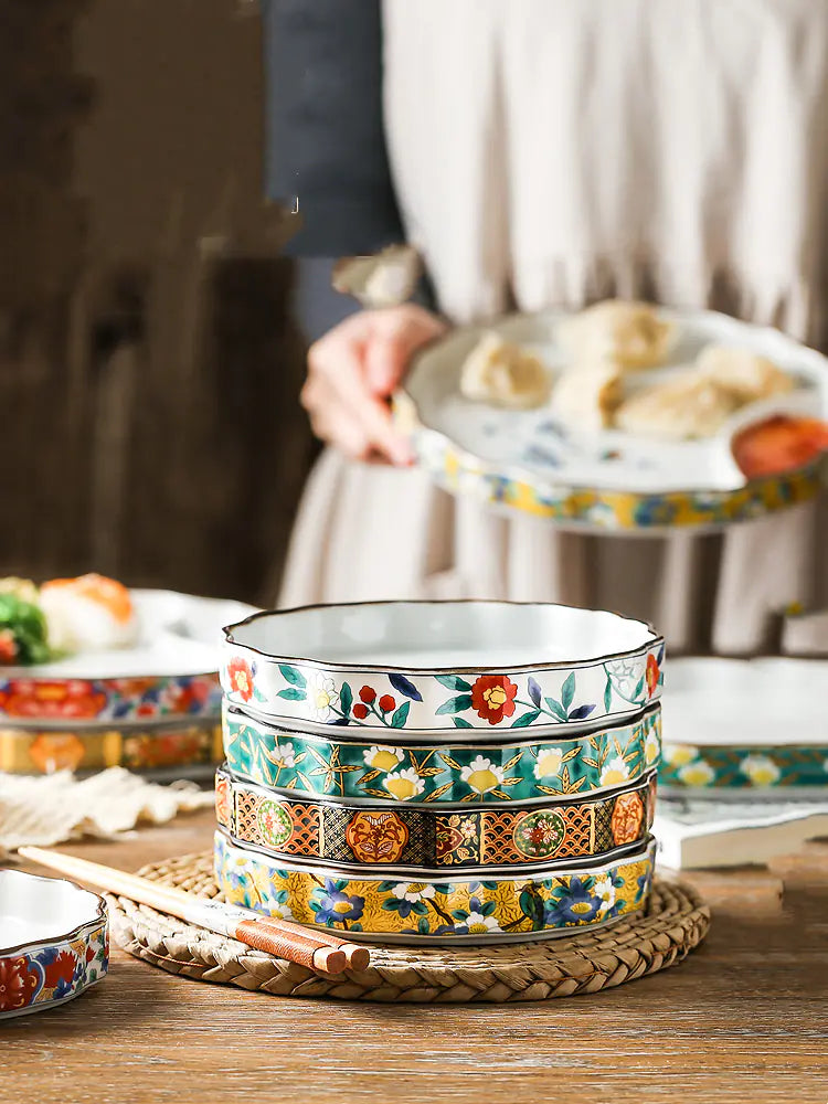 Ceramic snack plate with soy sauce divider