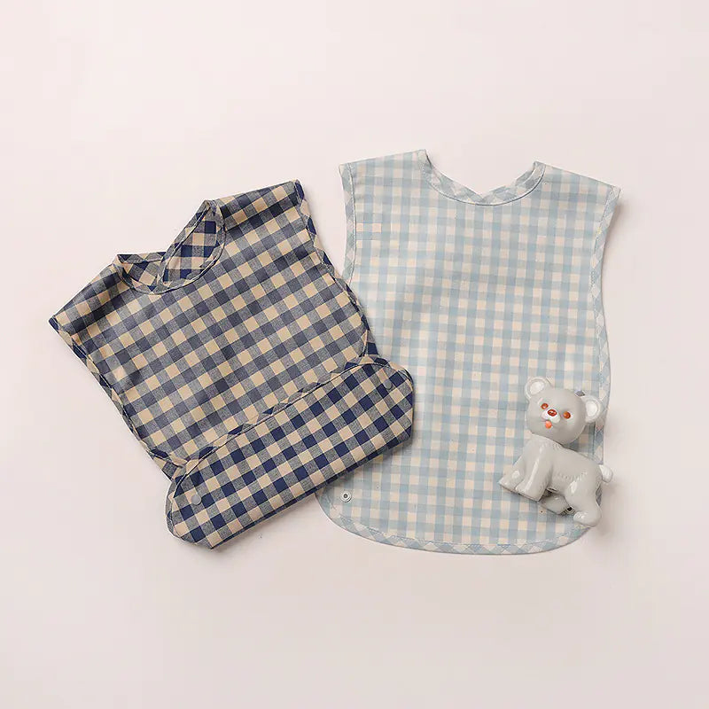 Plaid waterproof baby bib color