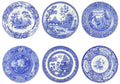 Spode Blue Room Collection Plates | Set of 6 | Dinner Salad Pasta and Appetizer Plate | 10.5-Inch | Fine Earthenware | Microwave and Dishwasher Safe | Made in England (Georgian)