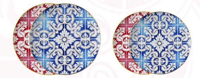 Blue Mosaic Ceramic Dinner Plates
