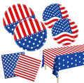 Patriotic Party SuppliesAmerican Flag Patriotic Party Decorations Sets4th of July Paper Plates and Napkins TableclothIndependence Veterans Memorial Red White Blue Outdoor Party Decor Serve 25