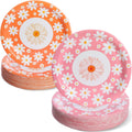 Groovy Daisy Paper Plates — 100 Count, 10 in Pink and Orange Boho Party Plates