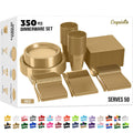 Gold Disposable Dinnerware Set - 350 Pieces, Serves 50