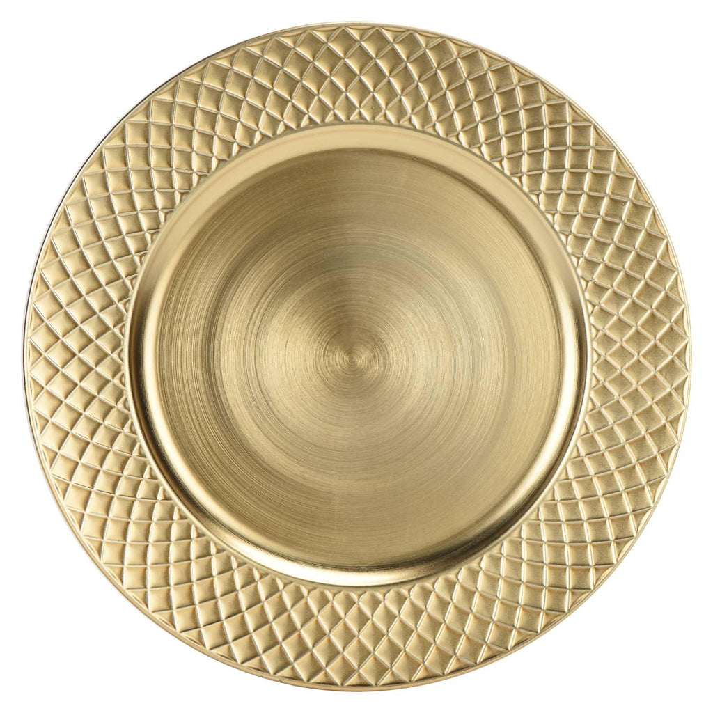 13-Inch Antique Gold Charger Plates, Set of 6