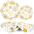 Christmas Snowflake Disposable Plates and Napkins Set - 200 Count, Serves 50
