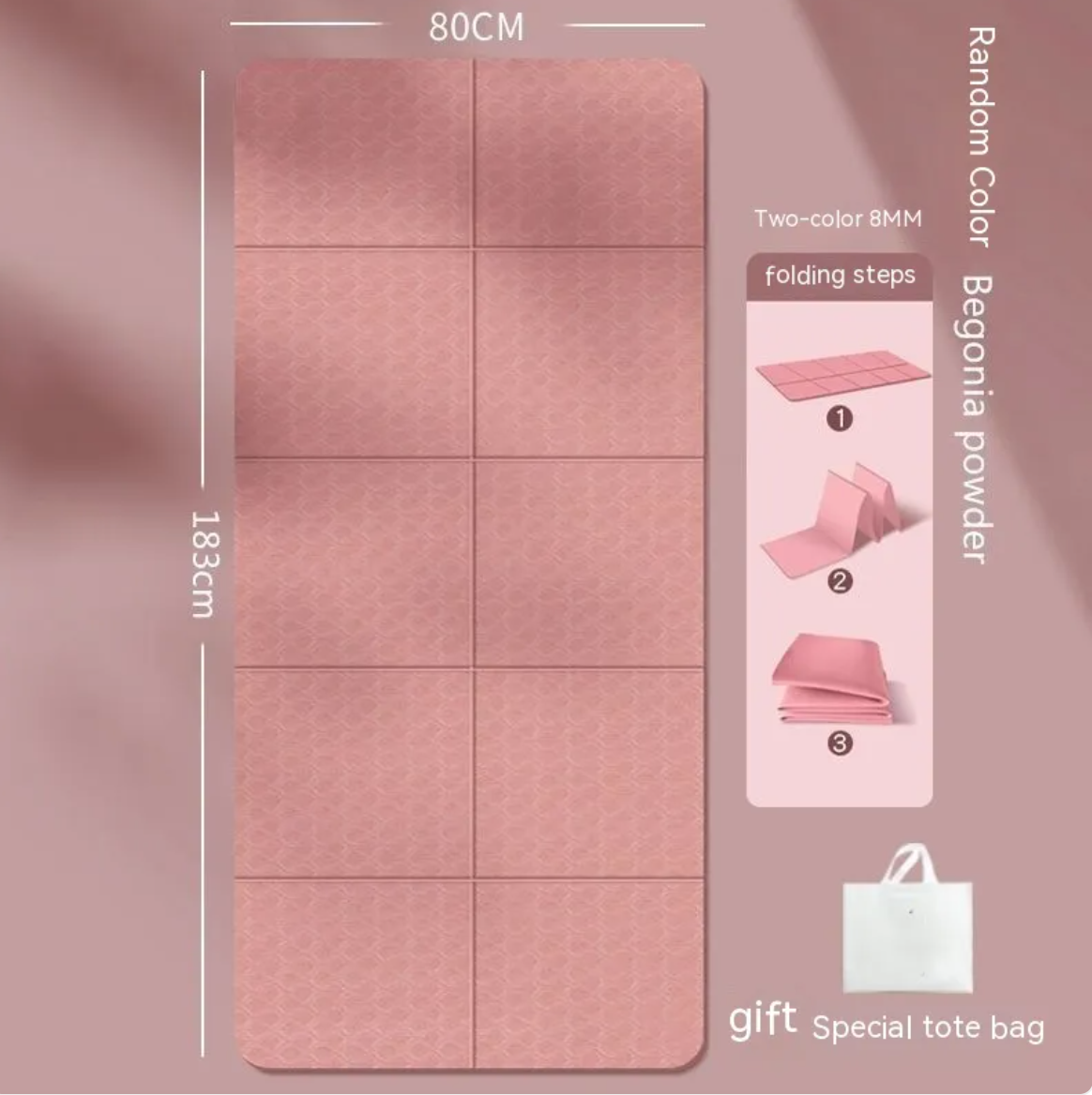 Travel Foldable Yoga Mat — 8mm Thick, Portable & Foldable