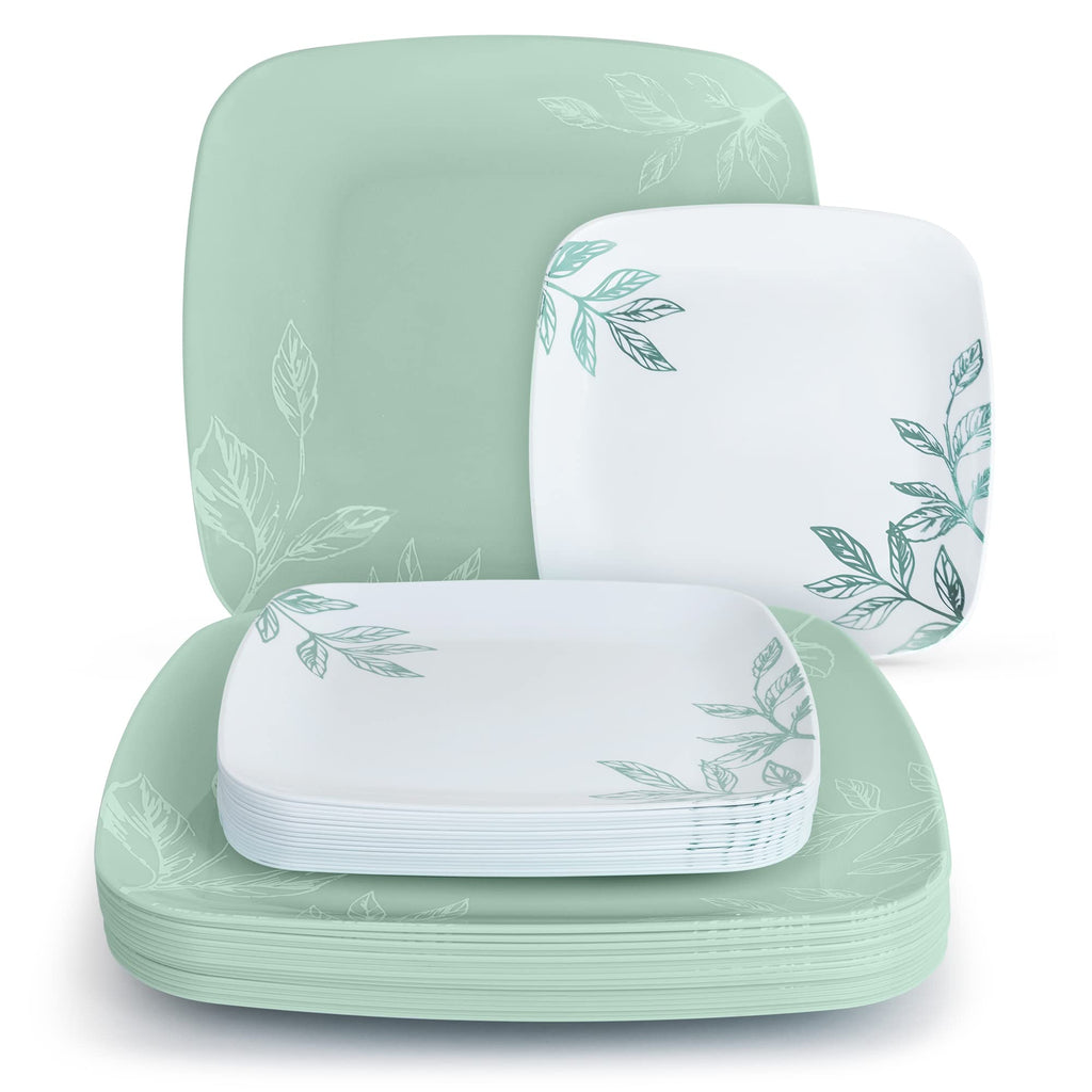 Mint Green Elegance Disposable Plastic Plates - 32 Count