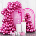 Chrome Hot Pink Balloons Arch Kit 100 Packs Different Sizes 12 10 5 Inches Metallic Fuschia Pink Balloon Garland Arch Kit Shiny Fuchsia Balloons for Girls Women Birthday Wedding Decoration