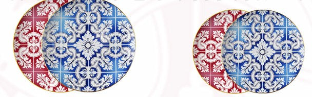 Blue Mosaic Ceramic Dinner Plates