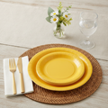 Yellow Disposable Paper Plates 7-Inch - 100 Count, Heavy Duty 350 GSM