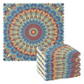 Square microfiber dishcloths with round mandala mosaic print, set of 6