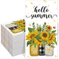 Chiisong 100 Pcs Summer Sunflowers Guest Napkins 3 Ply Hello Summer Disposable Hand Towels Mason Jar Floral Paper Napkin for Kitchen Bathroom Wedding Birthday Bridal Party Supplies
