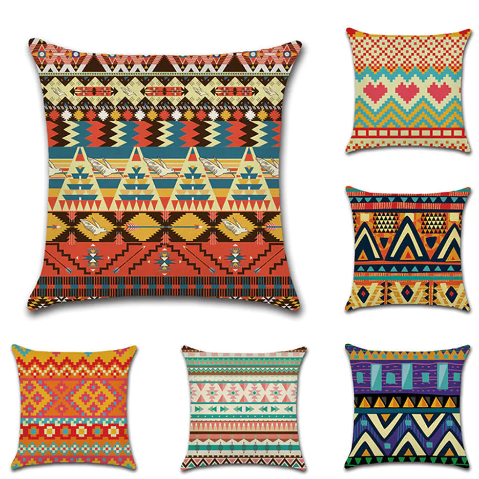 Boho chic linen pillow cover design
