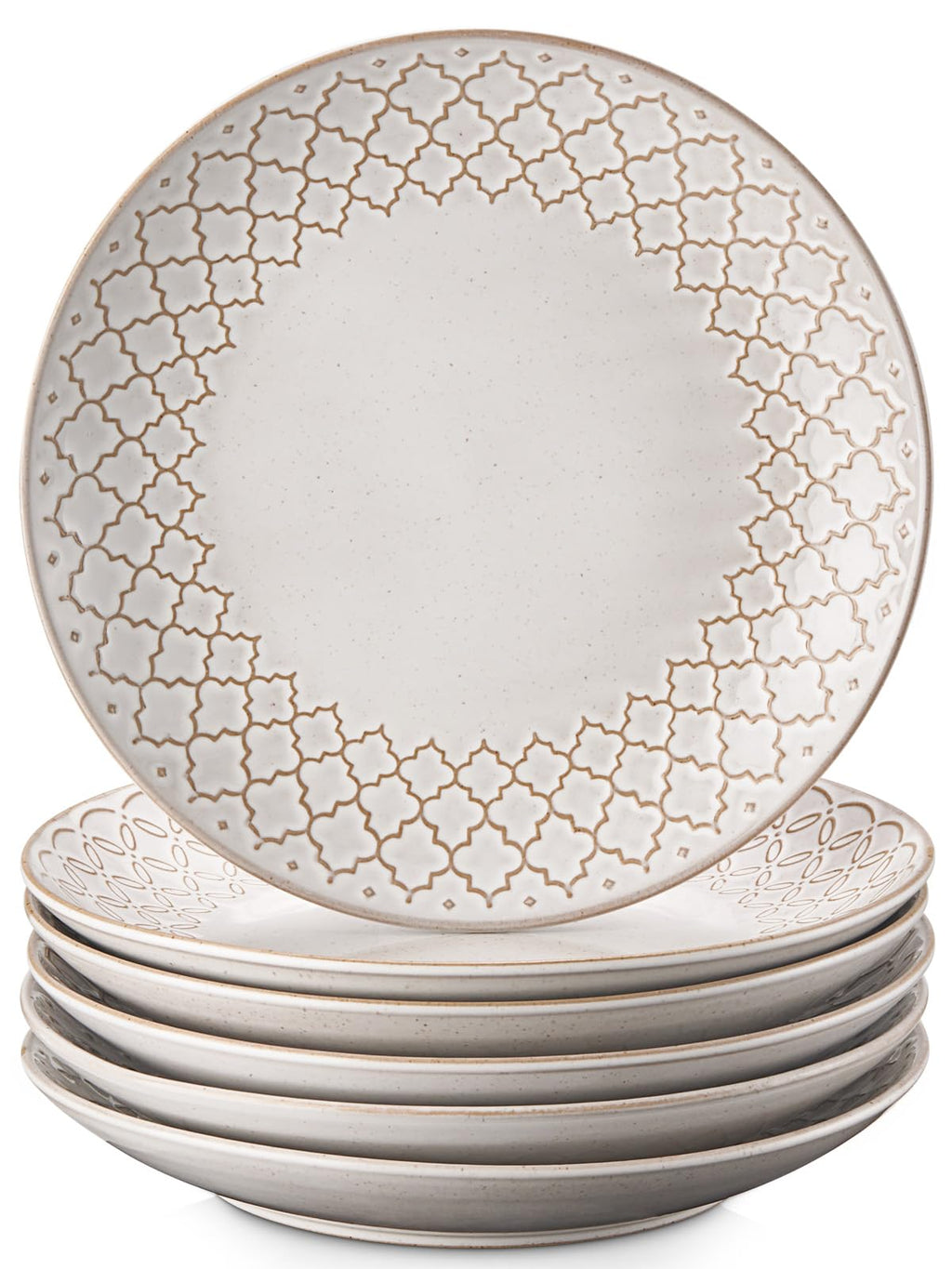 DOWAN Dinner Plate Set of 6 8.8-inch Ceramic Plates Set Relief and Glazed with Specks Serving Dishes Versatile Plates for Salad Dessert Microwave Safe Housewarming and Wedding Gift