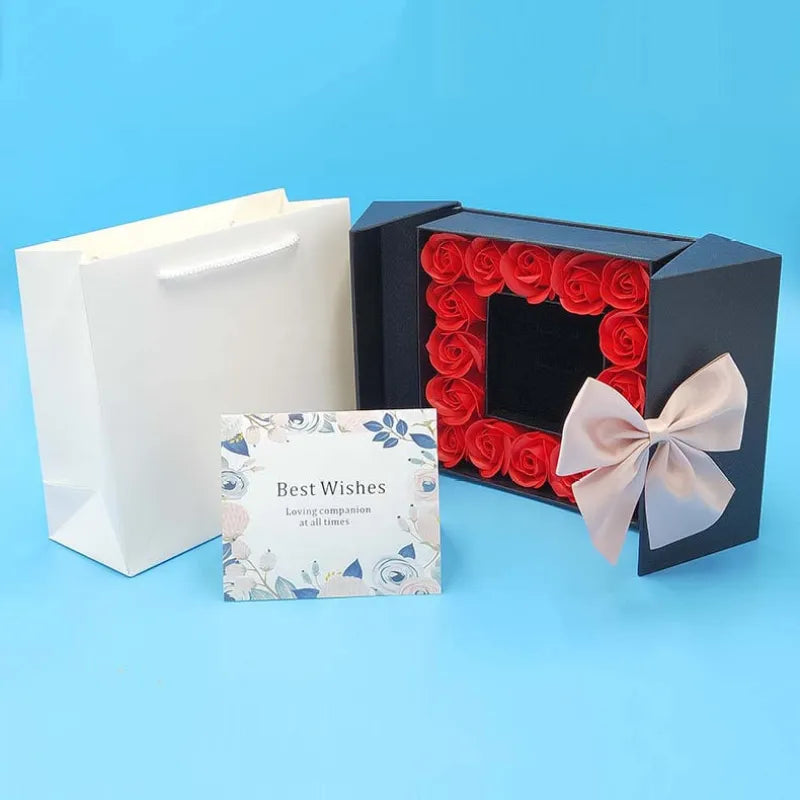 Double-door rose jewelry storage box variant