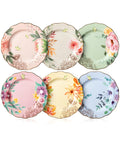 Porcelain Floral Plates 8-Inch Set of 6 - Royal Dessert and Salad Plates