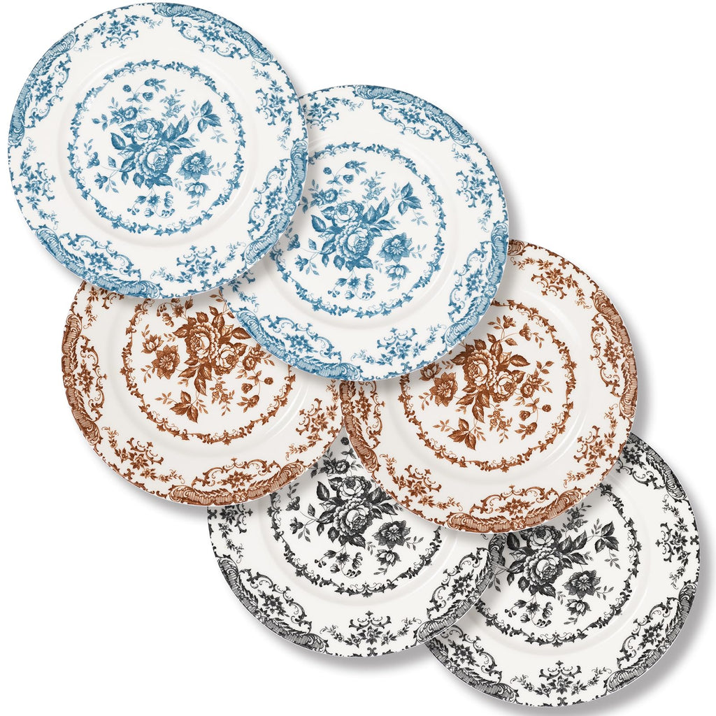 Ceramic Salad Plates 8.5-Inch Set of 6 - Multicolor Porcelain