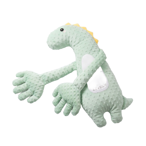 Green dinosaur baby soothing pillow on pure white background