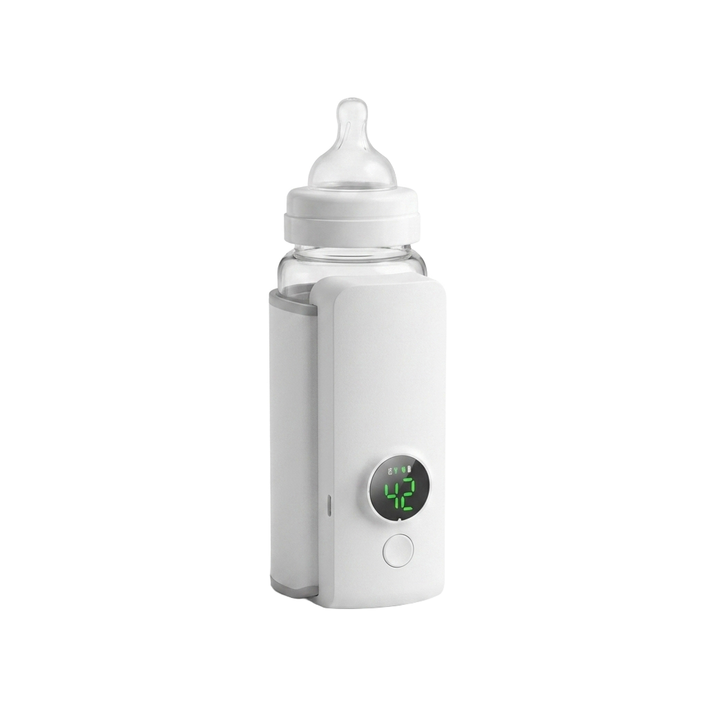 Portable wireless baby bottle warmer on pure white background