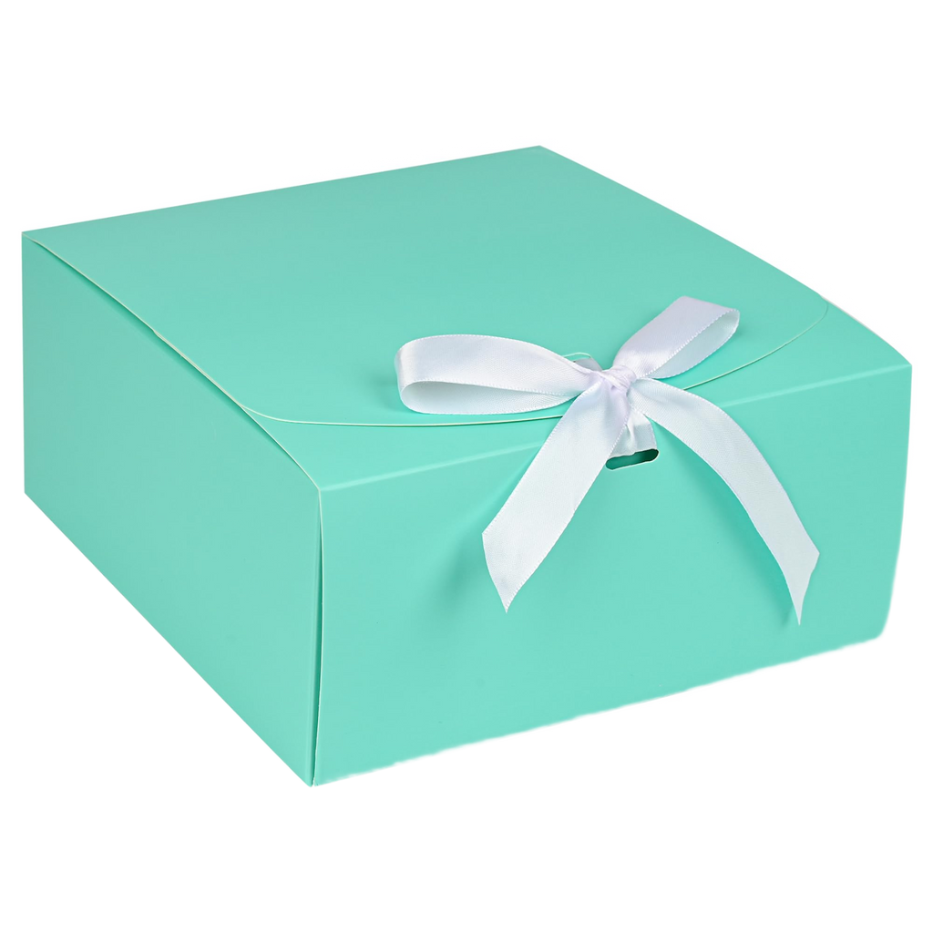 Turquoise teal gift box with white satin bow, 12-pack