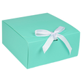 Turquoise teal gift box with white satin bow, 12-pack