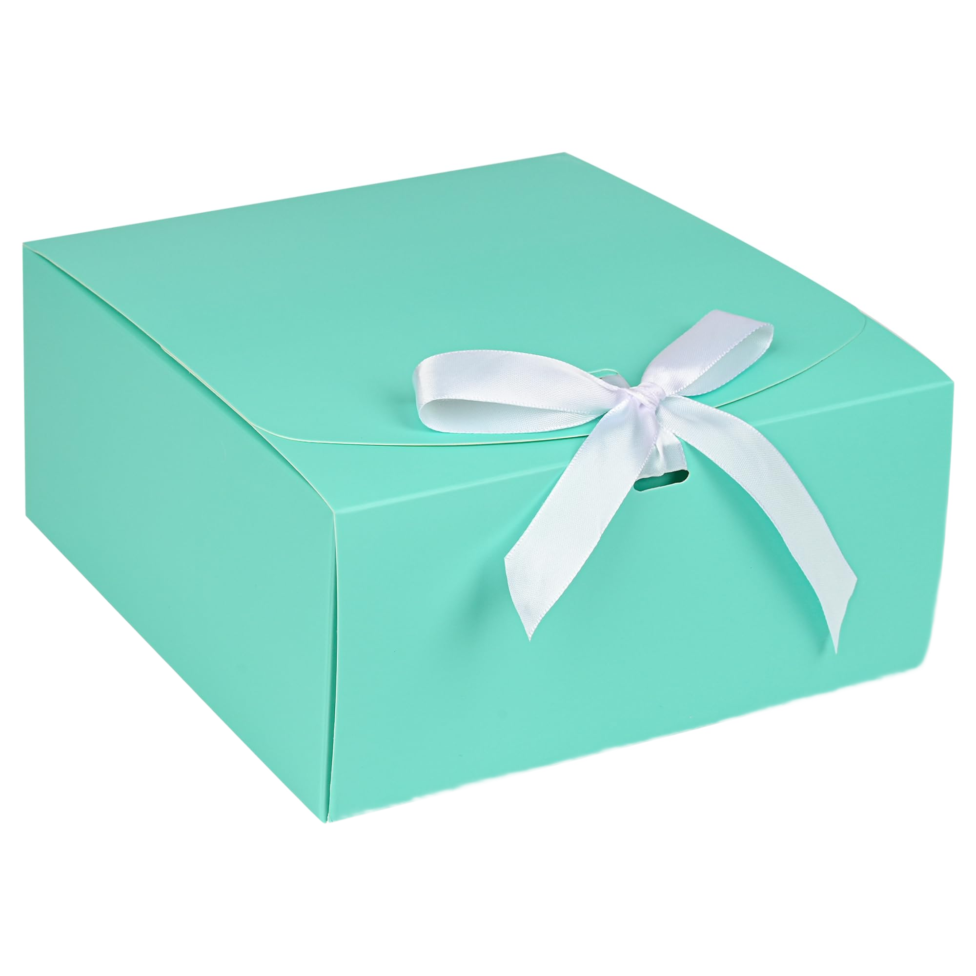 Turquoise teal gift box with white satin bow, 12-pack