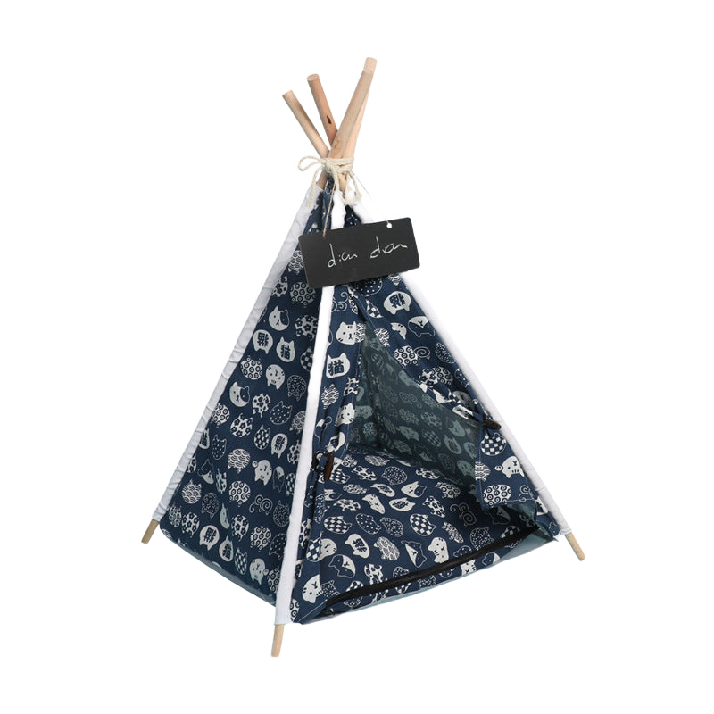 Removable washable canvas dog teepee tent kennel on pure white background, square ecommerce packshot