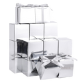 Silver metallic mini cube gift boxes with ribbon bows