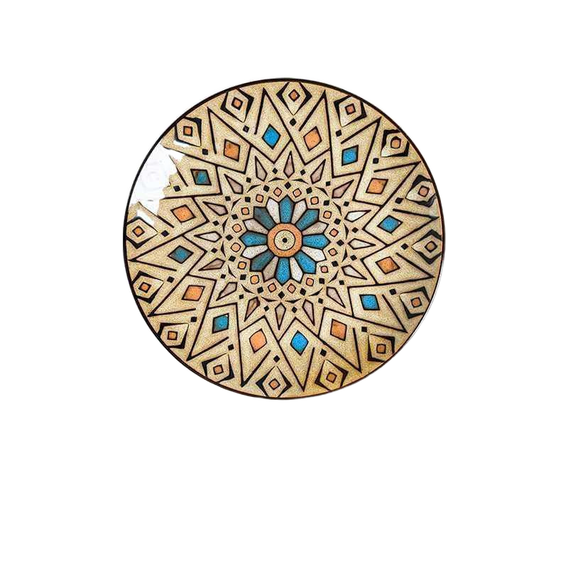 Artisan Floral Ceramic Dining Plate clean cutout showing hand-painted botanical pattern